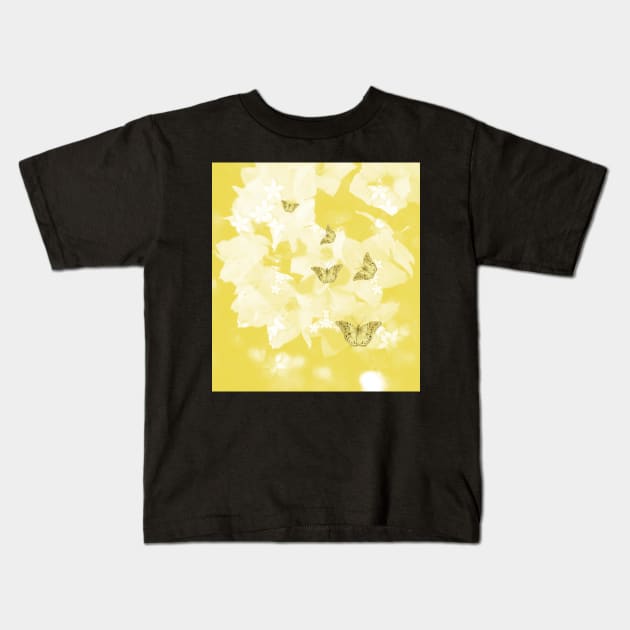 Secret golden garden with butterflies Kids T-Shirt by hereswendy